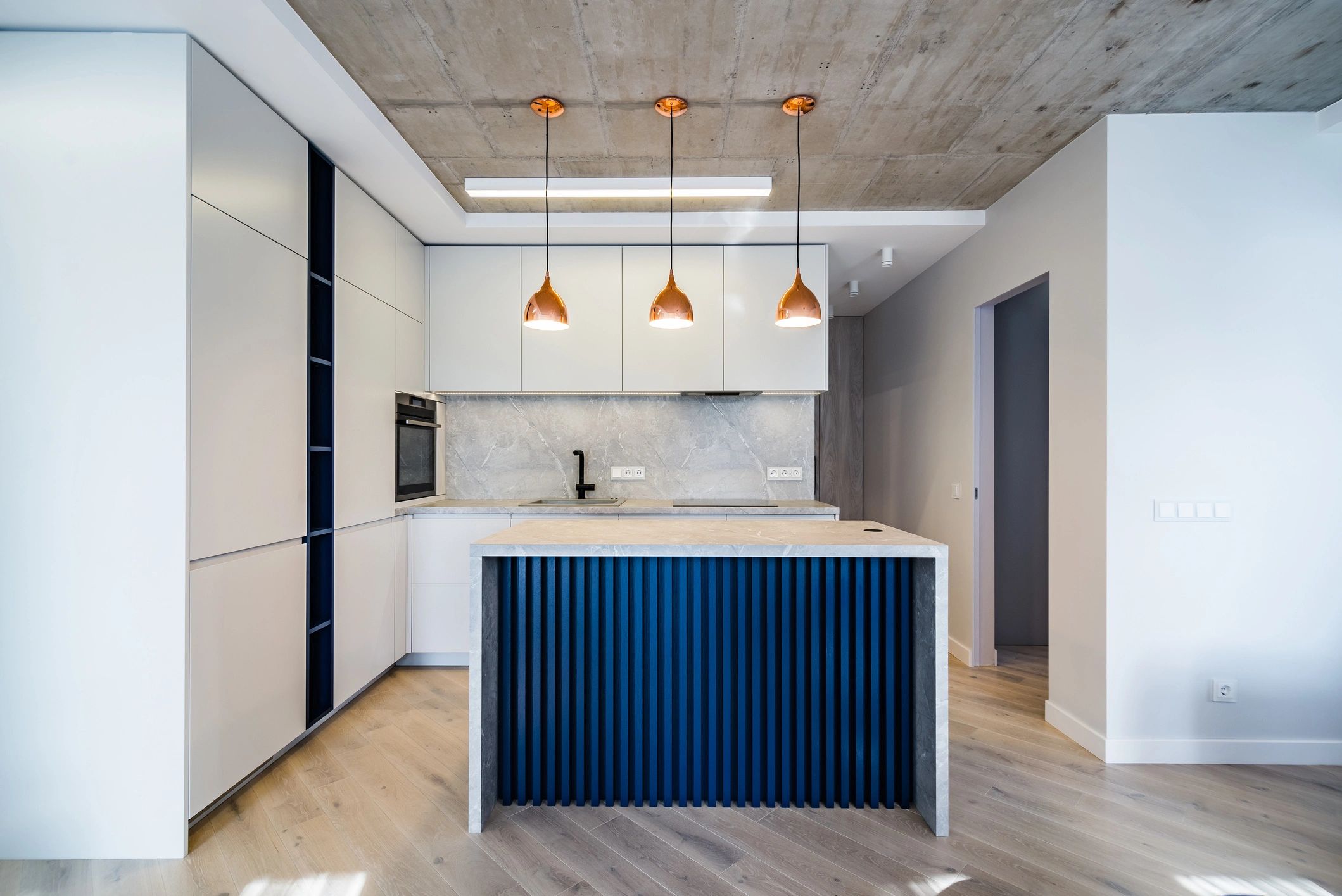 Modern kitchen cabinetry and integrated appliances