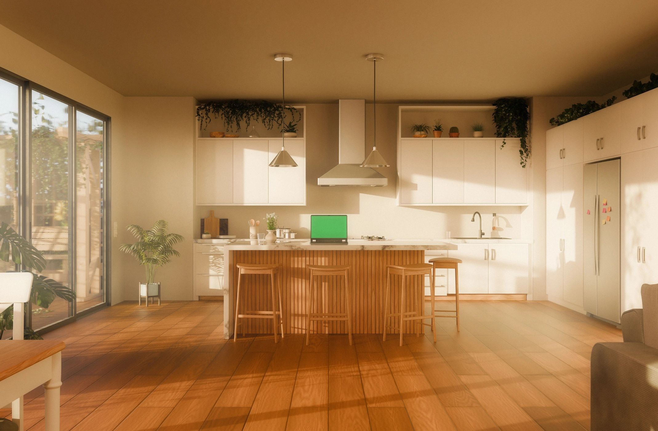 Modern modular kitchen with island workspace