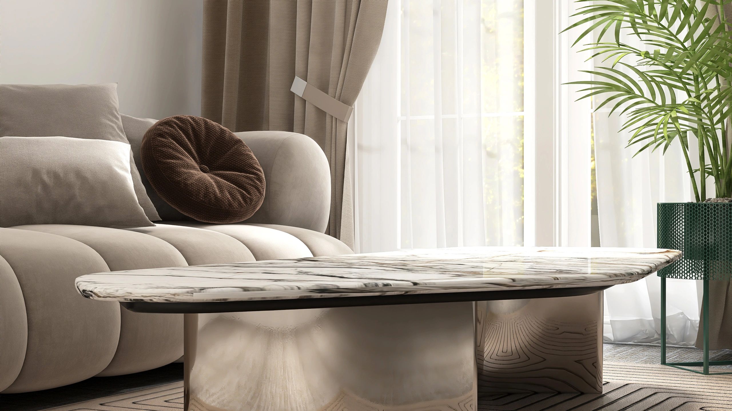 Elegant full home interior living room with warm neutral palette